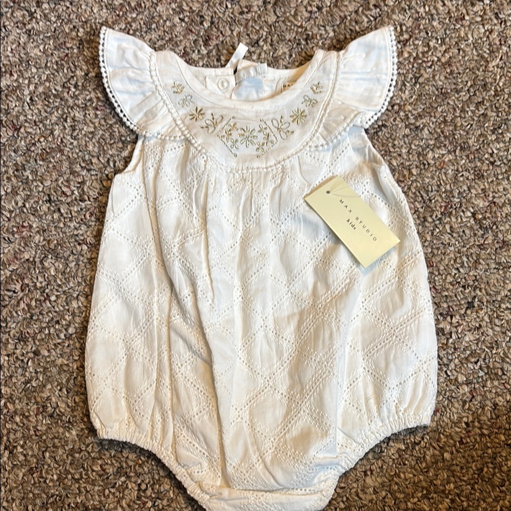 White Embroidered Kids One Piece